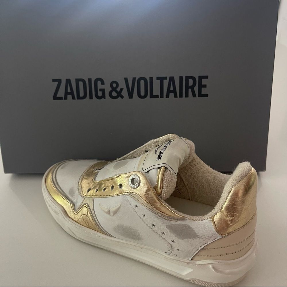 Golden Goose Women's Gold and White Sneakers - Picture 9 of 11